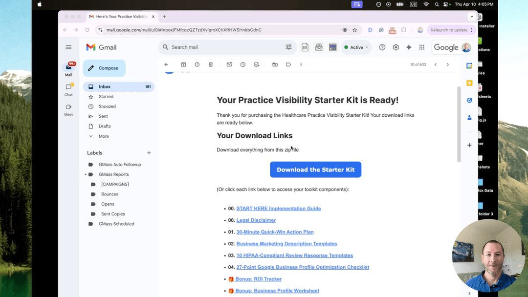 The Ultimate Healthcare Practice Visibility Starter Kit preview showing templates and implementation tools